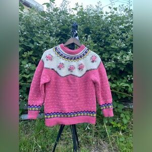 Pink Floral Knit Sweater